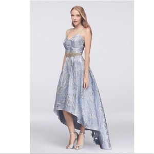 Cachet Hi-low gown Babyblue w/silver,white flowers